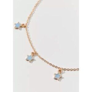 Urban Outfitters Enamel Icon Charm Necklace Blue Stars 16"